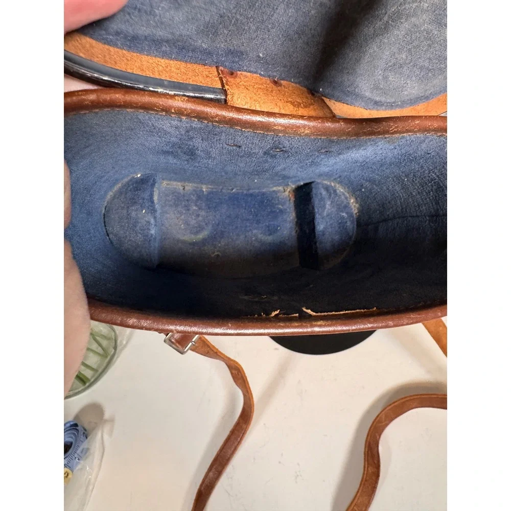 Taylor Optical Mark II Vintage Brown Leather Binocular Case Blue Felt Lining